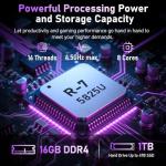 CHIFUYOU 16 GB DDR4 RAM 1TB SSD laptop 16 inch gaming laptop R-7 5825U 8 Core (up to 4.5 GHz), backlit keyboard, 1080FHD, WiFi 6, BT 5.0, webcam/touchpad/multimedia ports