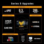 ASUS TUF Gaming Series 5 - VG279Q5R Gaming Monitor – 27-inch, Full HD(1920x1080), 200Hz, Fast IPS, ELMB, 0.3ms GTG (min.), Stereo speaker, DisplayWidget Center, AI Visual