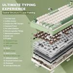 YUNZII B75 PRO Wireless Mechanical Keyboard,75% Gaming Keyboard Gasket Hot Swap Custom Keyboard with Knob,Pre-lubed Switches RGB,Bluetooth/Type-C/2.4G (Matcha Green, Cocoa Cream V2 Switch)