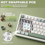 YUNZII B75 PRO Wireless Mechanical Keyboard,75% Gaming Keyboard Gasket Hot Swap Custom Keyboard with Knob,Pre-lubed Switches RGB,Bluetooth/Type-C/2.4G (Matcha Green, Cocoa Cream V2 Switch)