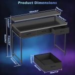 HOMIDEC Gaming Desk with Adjustable Monitor Stand, Computer Office Desk with 3 Storage Drawers, Gaming Table with Headphone Hook, Carbon Fibre Surface, for Gamers, Workers and Students, Black, 100cm