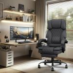 PZDO Office Chair Gaming Chair for Adults, Ergonomic Computer Chairs with Footrest and Wide Seat, Big Tall Fabric Desk Chair, Adjustable Height Office Chairs for Home, Heavy Duty, 350LBS, Deep Grey