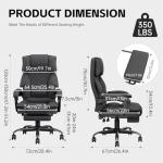 PZDO Office Chair Gaming Chair for Adults, Ergonomic Computer Chairs with Footrest and Wide Seat, Big Tall Fabric Desk Chair, Adjustable Height Office Chairs for Home, Heavy Duty, 350LBS, Deep Grey