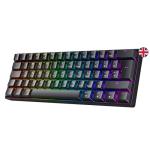 GK61 Mechanical Gaming Keyboard - 62 keys Multi Color RGB Illuminated LED Backlit Wired Programmable for PC/Mac Gamer - ISO UK Layout (Gateron Optical Yellow, Black)