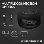 Logitech G PRO X 2 Lightspeed Wireless Gaming Headset, Detachable Boom Mic, 50mm Graphene Drivers, DTS: Headphone 2.0—7.1 Surround, Bluetooth/USB/3.5mm Aux, for PC, PS5, PS4, Nintendo Switch - Black