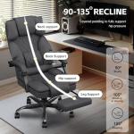 PZDO Office Chair Gaming Chair for Adults, Ergonomic Computer Chairs with Footrest and Wide Seat, Big Tall Fabric Desk Chair, Adjustable Height Office Chairs for Home, Heavy Duty, 350LBS, Deep Grey