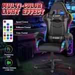 bigzzia RGB Gaming Chair with LED Lights and Ergonomic Computer Chair Reclining PU Leather High Back Video Game Chair (Black, With RGB Lights)
