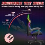 bigzzia RGB Gaming Chair with LED Lights and Ergonomic Computer Chair Reclining PU Leather High Back Video Game Chair (Black, With RGB Lights)