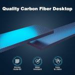 CAIYUN Small Gaming Desk with LED & Power Outlets, 80 x 50 cm Computer Desk with Full Monitor Stand, Carbon Fiber Gaming Table for Home Office, Metal Frame, Black