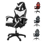 Yesuitme Gaming Chair, Computer Chair with Lumbar Cushion, Headrest, Height-Adjustable Office Chair Gaming Chair for Adults, Girls, Boys (Without Footrest, Black+White)