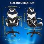 Yesuitme Gaming Chair, Computer Chair with Lumbar Cushion, Headrest, Height-Adjustable Office Chair Gaming Chair for Adults, Girls, Boys (Without Footrest, Black+White)