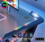 Xyphren 120 * 55 cm Gaming Desk with LED Lights Screen, Gaming Table Thickened Z Shaped, Gamer Desk with Carbon Fiber Coated, Gaming PC Desk, Computer Desk Easy to Assemble, Carbon Fiber Black