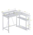 Xyphren L Shaped Gaming Desk with RGB LED Lights & Power Outlets, Small Computer Desk with Adjustable Shelves, Corner Office Desk for Study Workstation, 100x80 cm with RGB Lights, White