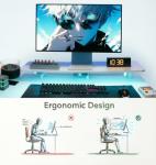 Xyphren L Shaped Gaming Desk with RGB LED Lights & Power Outlets, Small Computer Desk with Adjustable Shelves, Corner Office Desk for Study Workstation, 100x80 cm with RGB Lights, White