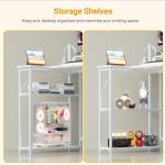 Xyphren L Shaped Gaming Desk with RGB LED Lights & Power Outlets, Small Computer Desk with Adjustable Shelves, Corner Office Desk for Study Workstation, 100x80 cm with RGB Lights, White