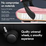 ELFORDSON Pink Office Chair for Home Office, Massage Office Chairs with Footrest, High Back Comfy Gaming Chair, PU leather Swivel 150° Recliner for Heavy-duty Adults