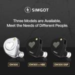 Linsoul SIMGOT EW300 1DD+1Planar+1PZT Hybrid Driver In Ear Monitor, Wired Earbuds IEM, Gaming Earbuds with Detachable Nozzles, Silver-Plated OFC IEM Cable (Standard Edition)