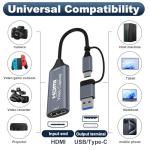 GEU Video Capture Card 4K HDMI to USB 3.0/Type C, 1080P 60Hz Low Latency Capture Card for Streaming Gaming, Aluminum HDMI Video Capture Device for Switch PS5 Xbox PC OBS Zoom Teams, Plug and Play