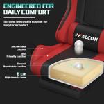 Vfalcon XTREME Gaming Chair – Ergonomic Reclining Chair with Footrest, 360° Swivel, Height Adjustable (Red)