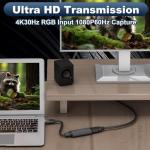 GEU Video Capture Card 4K HDMI to USB 3.0/Type C, 1080P 60Hz Low Latency Capture Card for Streaming Gaming, Aluminum HDMI Video Capture Device for Switch PS5 Xbox PC OBS Zoom Teams, Plug and Play