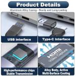 GEU Video Capture Card 4K HDMI to USB 3.0/Type C, 1080P 60Hz Low Latency Capture Card for Streaming Gaming, Aluminum HDMI Video Capture Device for Switch PS5 Xbox PC OBS Zoom Teams, Plug and Play