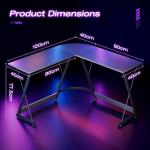 ODK L Shaped Gaming Desk, 120×120 cm Corner Computer Desk for Gaming, Home, Office, Carbon Fibre Black