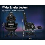 ELFORDSON LED Gaming Chair with 8-Point Massage, Home Office Chairs with Head Pillow Lumbar Support, Video Game Chairs with Armrests Footrest, PU Leather, Black