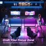 ODK L Shaped Gaming Desk, 120×120 cm Corner Computer Desk for Gaming, Home, Office, Carbon Fibre Black