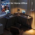 ODK L Shaped Gaming Desk, 120×120 cm Corner Computer Desk for Gaming, Home, Office, Carbon Fibre Black