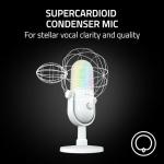 Razer Seiren V3 Chroma - RGB USB Microphone - Supercardioid Condenser Microphone with Tap-to-Mute (Reactive Lighting, Digital Gain Limiter and Integrated Shock Absorber) White