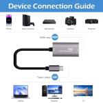 Video Capture Card, HDMI to USB C Audio Capture Card for Streaming Switch Xbox PS5/4 Gaming USB 3.0 HDMI Video Capture Device 4K 1080P 60fps Live Record Grabber Compatible with DSLR Camera Window Mac