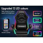 ELFORDSON LED Gaming Chair with 8-Point Massage, Home Office Chairs with Head Pillow Lumbar Support, Video Game Chairs with Armrests Footrest, PU Leather, Black