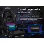 ELFORDSON LED Gaming Chair with 8-Point Massage, Home Office Chairs with Head Pillow Lumbar Support, Video Game Chairs with Armrests Footrest, PU Leather, Black