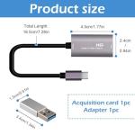 Video Capture Card, HDMI to USB C Audio Capture Card for Streaming Switch Xbox PS5/4 Gaming USB 3.0 HDMI Video Capture Device 4K 1080P 60fps Live Record Grabber Compatible with DSLR Camera Window Mac