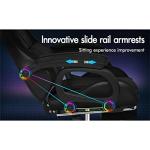 ELFORDSON LED Gaming Chair with 8-Point Massage, Home Office Chairs with Head Pillow Lumbar Support, Video Game Chairs with Armrests Footrest, PU Leather, Black