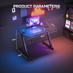 JUMMICO Gaming Desk 80 x 52 cm, Gaming Table Computer Desk Z Shaped PC Gamer Desk for Home Office, Gaming Desk with Headphone Hook, Black