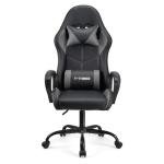 T-THREE.High-back ergonomic gaming chair, computer, office, desk chair, swivel seat, racing-style seat with 150kg weight capacity.(Grey)