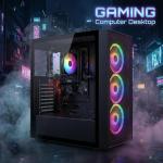 STGsivir Gaming PC, Gaming Computer Desktop Tower, Ryzen 7 5700G up to 4.6GHz,16GB RAM DDR4, 512GB SSD, WIFI 6, BT 5.0, RGB Fan x3, Windows11 PRO