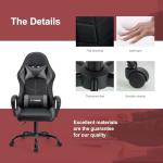 T-THREE.High-back ergonomic gaming chair, computer, office, desk chair, swivel seat, racing-style seat with 150kg weight capacity.(Grey)