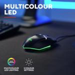 GXTrust 1109 Vylax Gaming Mouse with 6 Programmable Buttons, Advanced Software, Multicolour LED Lighting, 200-6400 DPI, 1.5m USB Cable, Illuminated RGB Computer Mouse for PC Laptop Windows, Black