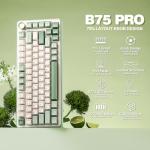 YUNZII B75 PRO Wireless Mechanical Keyboard,75% Gaming Keyboard Gasket Hot Swap Custom Keyboard with Knob,Pre-lubed Switches RGB,Bluetooth/Type-C/2.4G (Matcha Green, Milk Switch)