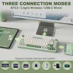 YUNZII B75 PRO Wireless Mechanical Keyboard,75% Gaming Keyboard Gasket Hot Swap Custom Keyboard with Knob,Pre-lubed Switches RGB,Bluetooth/Type-C/2.4G (Matcha Green, Milk Switch)