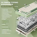 YUNZII B75 PRO Wireless Mechanical Keyboard,75% Gaming Keyboard Gasket Hot Swap Custom Keyboard with Knob,Pre-lubed Switches RGB,Bluetooth/Type-C/2.4G (Matcha Green, Milk Switch)