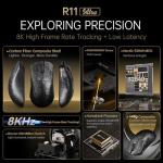 MAMBASNAKE x ATTACK SHARK R11 ULTRA Carbon Fiber Wireless Gaming Mouse, 8000Hz, 49g SUPERLIGHT, 42000DPI, PAW3950MAX Sensor, Nordic 52840 Chip, Nano-Metal Ice Coating, 20000 FPS, BT/2.4G/USB-C Mice