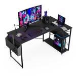 BEXEVUE L Shaped Gaming Desk, 120x70 cm Computer Desk with Storage Bag, Office Desk Small Writing Table with Large Reversible Storage Shelves, Workstation for Study Play Work Home Office, Black