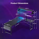 Coleshome L Shaped Gaming Desk with Led Lights, 130×100 cm Reversible Corner Computer Desk with Display Shelves, PC Gaming Table with Storage Bag Black