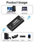 Video Capture Card HDMI to USB 2.0 Audio Video Grabber 1080p/4k Output, Recording Audio Grabber for Live Broadcasts Streaming Conferencing Gaming on Switch PS4 PS5 Xbox OBS PC Windows Mac OS