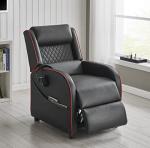 Home Detail Gaming Recliner Gaming Armchair, Gaming Chair with Footrest and Headrest with Reclining Function for Ultimate Gaming Set Up with Chair Side Pockets in (Black with Red Trim)