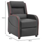 Home Detail Gaming Recliner Gaming Armchair, Gaming Chair with Footrest and Headrest with Reclining Function for Ultimate Gaming Set Up with Chair Side Pockets in (Black with Red Trim)
