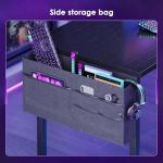 Coleshome L Shaped Gaming Desk with Led Lights, 130×100 cm Reversible Corner Computer Desk with Display Shelves, PC Gaming Table with Storage Bag Black